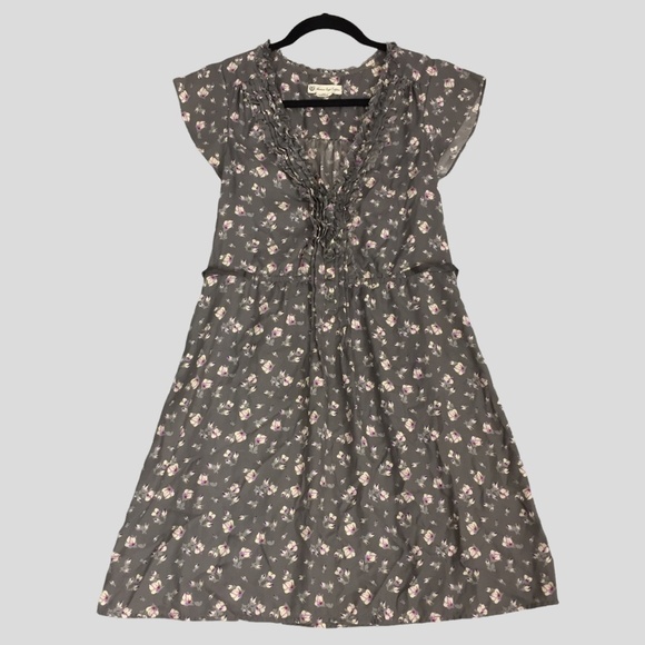 American Eagle Floral Mini Dress Small Grey Raw Edges - Picture 1 of 13